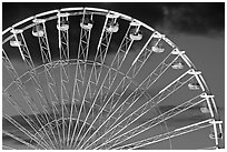 Detail of Ferris wheel at dusk, Tuileries. Paris, France (black and white)