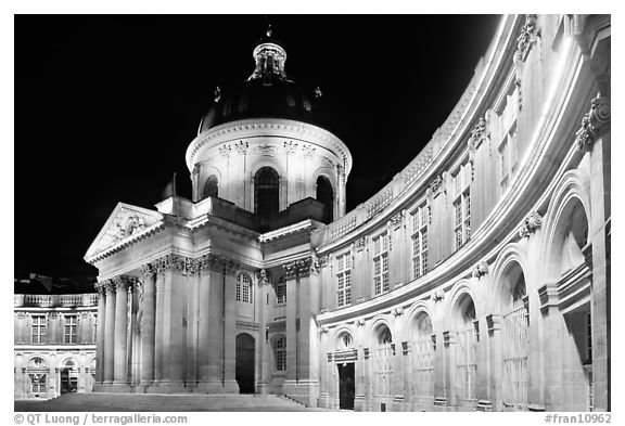 Institut de France at night. Quartier Latin, Paris, France
