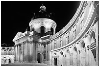 Institut de France at night. Quartier Latin, Paris, France ( black and white)
