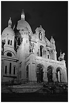 Sacre-coeur basilic at night, Montmartre. Paris, France ( black and white)