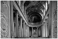 Second floor of the Versailles palace chapel. France ( black and white)