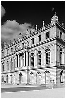 Facade of the Versailles palace, late afternoon. France ( black and white)