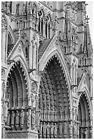 Side view of Cathedral facade, Amiens. France ( black and white)