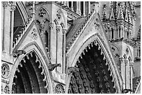 Detail of Cathedral facade, Amiens. France ( black and white)