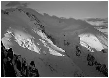 Mont Blanc and Dome du Gouter, early morning light, Chamonix. France (black and white)