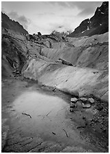 Glacial Pond on Mer de Glace glacier, Chamonix. France (black and white)