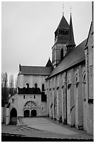 Abbaye de Frontevrault (Abbey of Frontevrault). Loire Valley, France (black and white)