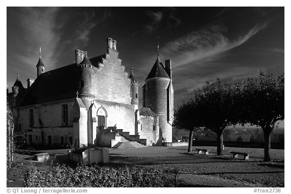 Loches palace. Loire Valley, France (black and white)