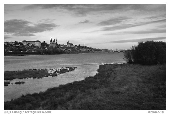 Blois across the Loire River. Loire Valley, France