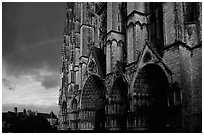 Cathedrale  Saint-Etienne de Bourges  and rainbow. Bourges, Berry, France ( black and white)