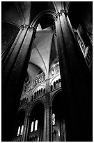 Columns inside Saint-Etienne Cathedral. Bourges, Berry, France ( black and white)
