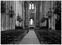 Nave,  Saint-Etienne Cathedral. Bourges, Berry, France ( black and white)