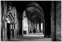 Outer  aisle,  the Saint-Etienne Cathedral. Bourges, Berry, France ( black and white)
