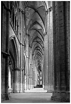 Side  aisle inside Bourges Saint Stephen Cathedral. Bourges, Berry, France ( black and white)