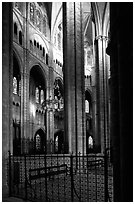 Interior view from choir, Saint-Etienne Cathedral. Bourges, Berry, France ( black and white)