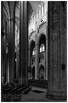 Interior of Gothic Bourges Cathedral. Bourges, Berry, France ( black and white)