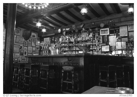 Inside a bar, Saint Malo. Brittany, France (black and white)