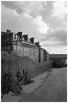 Ramparts of the old town, Saint Malo. Brittany, France ( black and white)