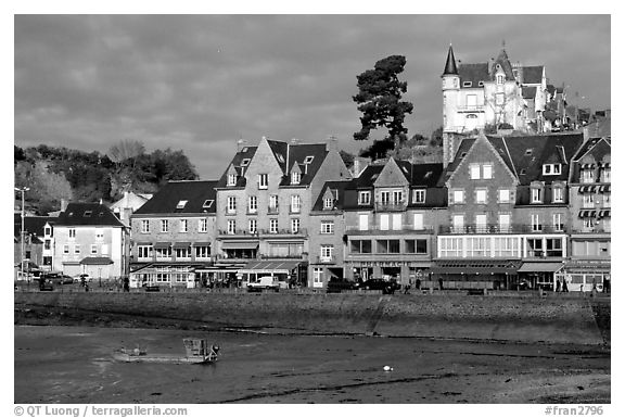Waterfront of Cancale. Brittany, France (black and white)