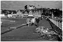 Pier and waterfront of Cancale. Brittany, France (black and white)