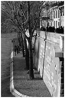 Walking on the banks of the Seine on the Saint-Louis island. Paris, France ( black and white)
