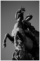 Equestrian Statue in the Louvre Gardens. Paris, France ( black and white)