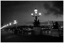 Pont Alexandre III at night. Paris, France ( black and white)