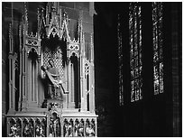 Inside the Notre Dame cathedral. Strasbourg, Alsace, France ( black and white)