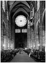 Inside the Notre Dame cathedral. Strasbourg, Alsace, France ( black and white)