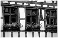Detail of half-timbered house. Strasbourg, Alsace, France (black and white)