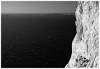 Calanque de Morgiou with rock climbers. Marseille, France (black and white)