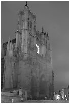 Cathedral at dusk, Amiens. France (black and white)