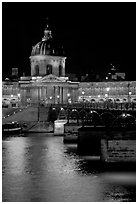 Pont des Arts and Institut de France by night. Paris, France (black and white)