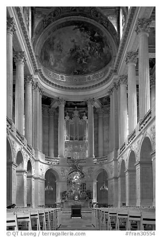 Chapel of the Versailles palace. France (black and white)