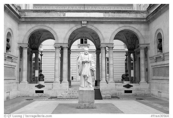 Courtyard of the College de France. Quartier Latin, Paris, France (black and white)
