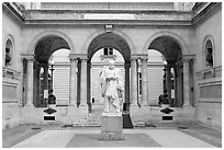 Courtyard of the College de France. Quartier Latin, Paris, France ( black and white)
