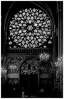 Rosette in the upper Holy Chapel. Paris, France ( black and white)