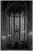 Pianist in the upper Holy Chapel. Paris, France ( black and white)