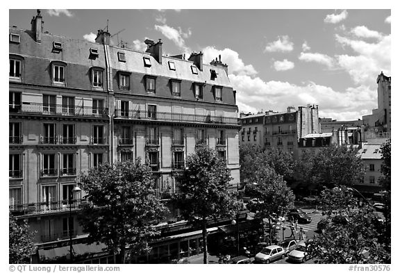 Typical appartment buildings. Paris, France (black and white)