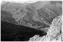 View of La Grave plateau and villages. France (black and white)