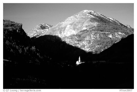 Church of Saint Dalmas le Selvage. Maritime Alps, France (black and white)