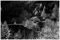 Barns in Autumn. Maritime Alps, France ( black and white)