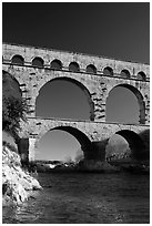 Bridge of the river Gard. France ( black and white)
