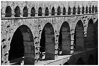 Upper and middle levels of Pont du Gard. France (black and white)