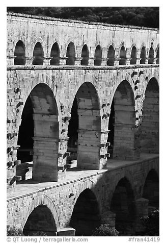 Arches of Pont du Gard. France (black and white)