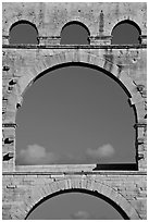 Arches detail, Pont du Gard. France (black and white)