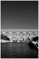 Roman Aqueduct and bridge over the Gard. France ( black and white)