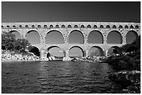 Gard River and Pont du Gard. France ( black and white)