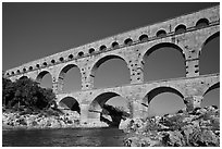 Roman aqueduct over Gard River. France ( black and white)