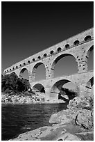 River Gard and Gard Bridge. France ( black and white)